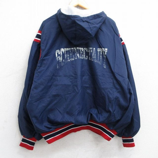 XL★古着 デロング 長袖 ハーフジップ ナイロン ジャケット パーカー メンズ 80年代 80s スケネクタディ 大きいサイズ USA製 タロン 紺 ネイビー 25sep05 中古 アウター ウインドブレーカー