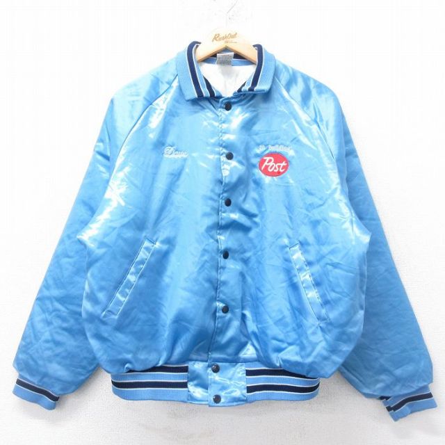 【20%OFF】L★古着 長袖 ナイロン ジャケット メンズ 90年代 90s post ラグラン USA製 薄紺他 ネイビー 内側キルティング 25sep16 中古 アウター ウインドブレーカー