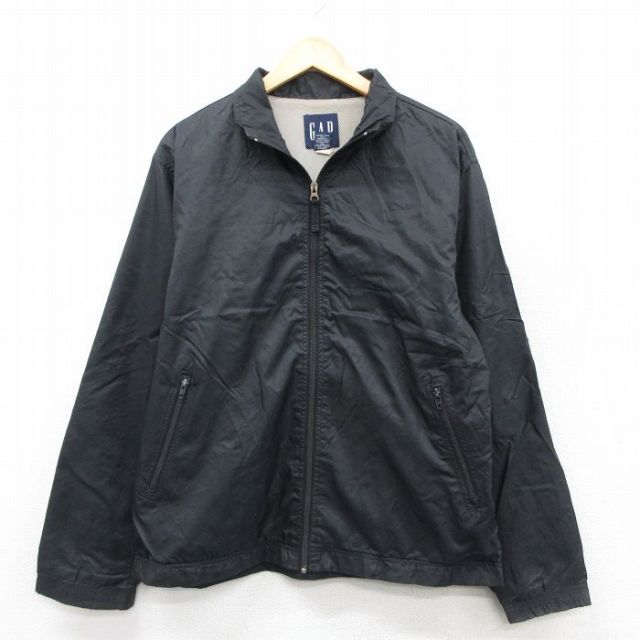 L★古着 ギャップ GAP 長袖 ナイロン ジャケット メンズ 00年代 00s リップストップ 黒 ブラック 内側メッシュ 25sep20 中古 アウター ウインドブレーカー