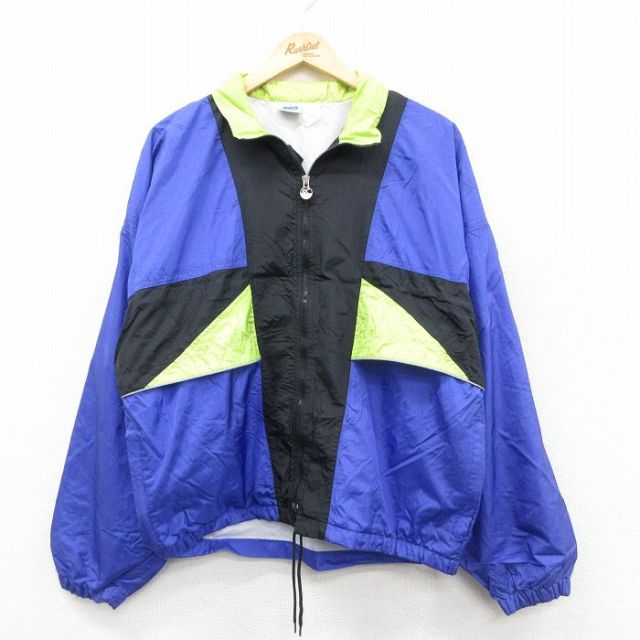 L★古着 アシックス 長袖 ナイロン ジャケット メンズ 90年代 90s 紫他 パープル 25sep20 中古 アウター ウインドブレーカー