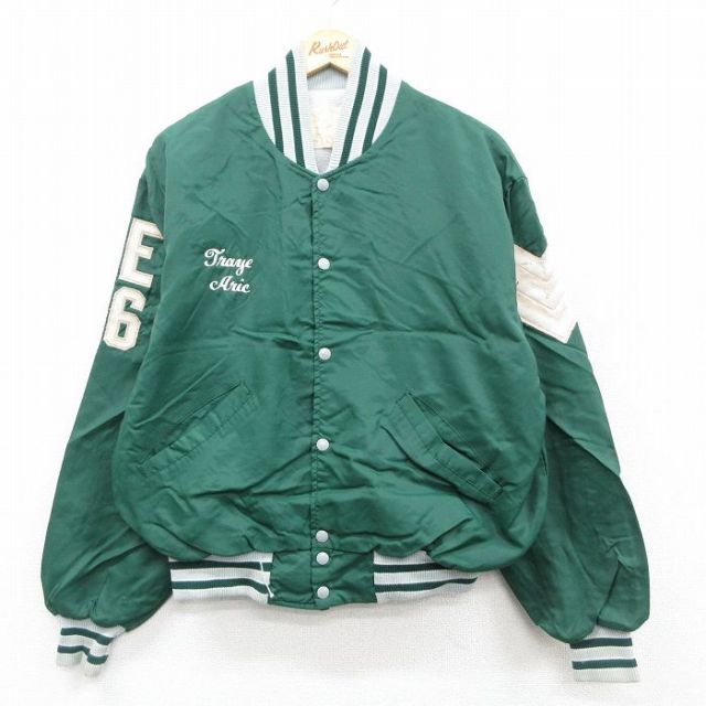 XL★古着 デロング 長袖 ナイロン ジャケット メンズ 80年代 80s DE86 USA製 緑 グリーン 25sep20 中古 アウター ウインドブレーカー
