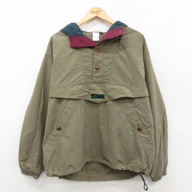 L★古着 コロンビア COLUMBIA 長袖 ナイロン ジャケット パーカー メンズ 90年代 90s ベージュ カーキ 【spe】 25sep25 中古 アウター ウインドブレーカー