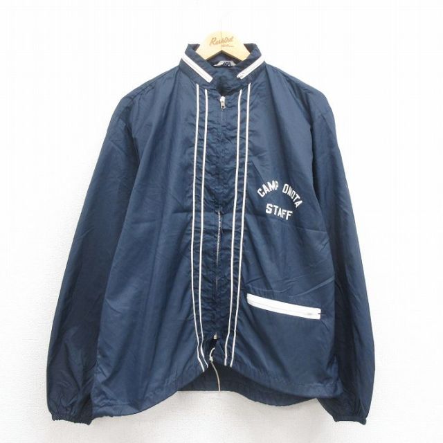 L★古着 長袖 ナイロン ジャケット メンズ 80年代 80s キャンプ 紺他 ネイビー 25sep26 中古 アウター ウインドブレーカー
