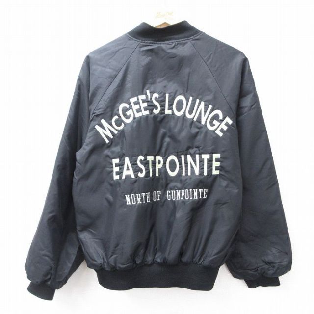 M★古着 長袖 ナイロン ジャケット メンズ 80年代 80s EASTPOINTE ラグラン 黒 ブラック 内側キルティング 【spe】 25sep26 中古 アウター ウインドブレーカー