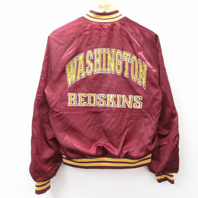 M★古着 チョークライン 長袖 ナイロン ジャケット スタジャン メンズ 80年代 80s NFL ワシントンレッドスキンズ ラグラン USA製 エンジ アメフト スーパーボウル 25sep26 中古 アウター ウインドブレーカー