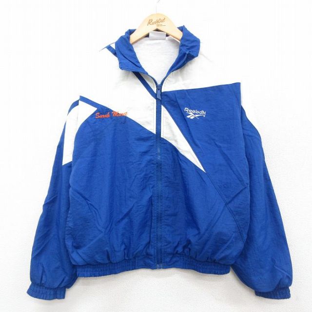S★古着 リーボック REEBOK 長袖 ナイロン ジャケット メンズ 90年代 90s ワンポイントロゴ PARKVIEW 青他 ブルー 25sep29 中古 アウター ウインドブレーカー