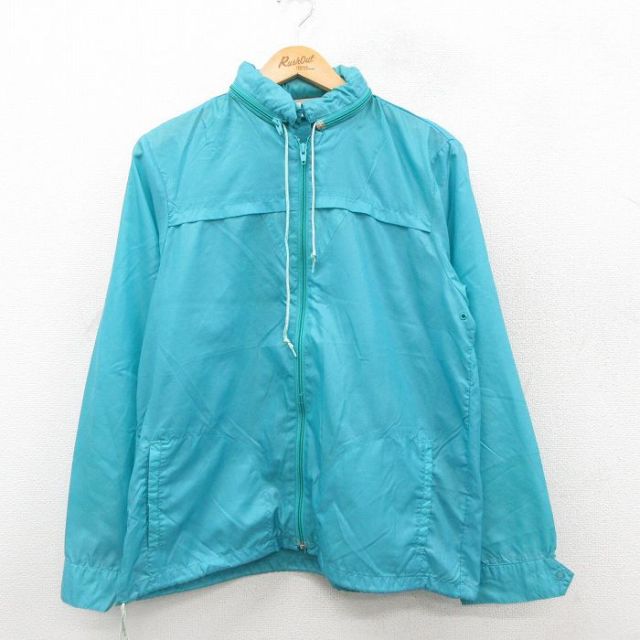 古着通販 S☆古着 長袖 ナイロン ジャケット メンズ 90年代 90s 青緑