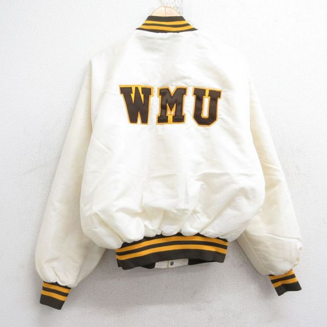 XL★古着 長袖 ナイロン ジャケット メンズ 80年代 80s WHU ラグラン USA製 白 ホワイト 内側キルティング 25sep30 中古 アウター ウインドブレーカー