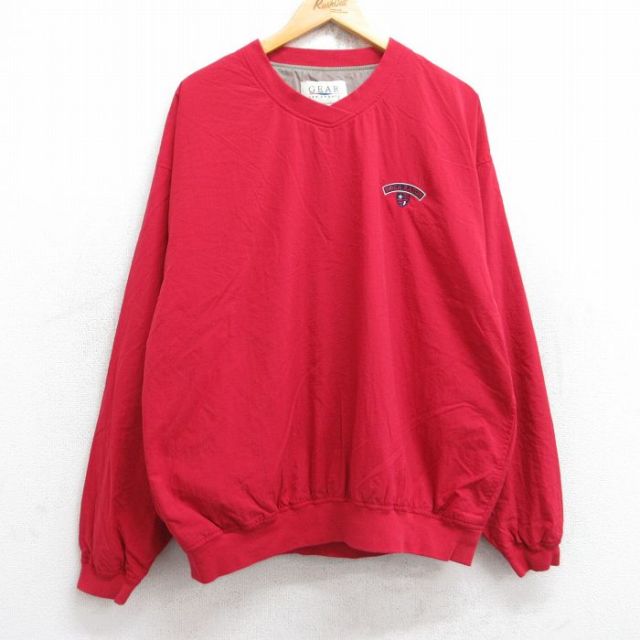 XL★古着 長袖 ナイロン ジャケット メンズ 00年代 00s ボカラトン Vネック 赤 レッド 25sep30 中古 アウター ウインドブレーカー