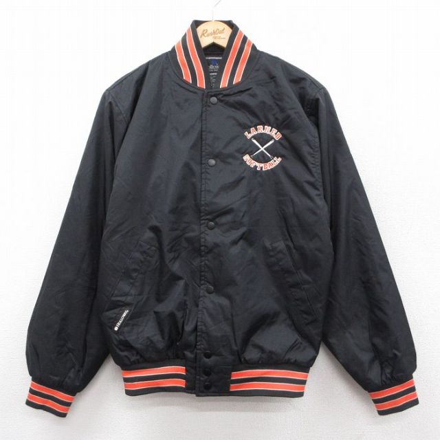M★古着 ホロウェイ 長袖 ナイロン ジャケット スタジャン メンズ 90年代 90s LARNED ソフトボール 黒 ブラック 内側キルティング 25oct01 中古 アウター ウインドブレーカー