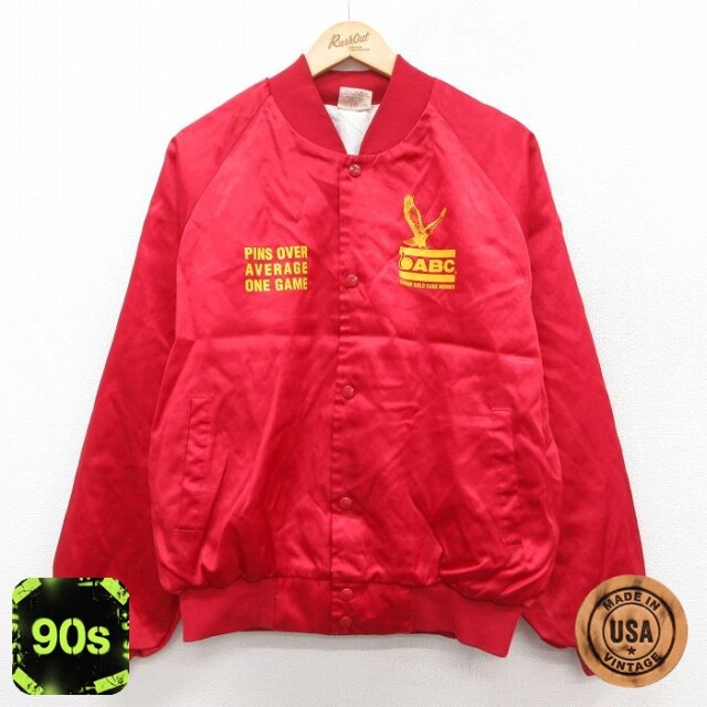 ナイロンジャケット 90s 鳥 レッド XL | 古着