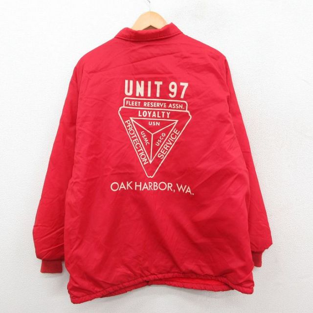 L★古着 ヒルトン 長袖 ナイロン ジャケット メンズ 90年代 90s UNIT 97 USA製 赤 レッド 内側ボア 25oct07 中古 アウター ウインドブレーカー