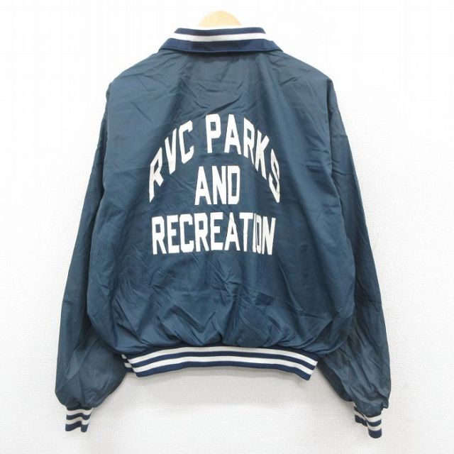 XL★古着 長袖 ナイロン ジャケット メンズ 90年代 90s RVC PARKS USA製 紺他 ネイビー 25oct07 中古 アウター ウインドブレーカー