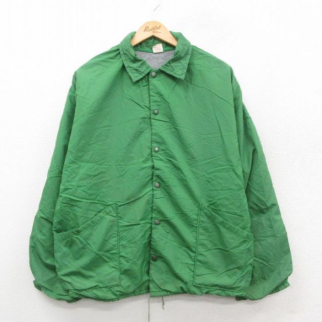 L★古着 ラッセル 長袖 ビンテージ ナイロン ジャケット メンズ 70年代 70s 緑 グリーン 【spe】 25oct09 中古 アウター ウインドブレーカー