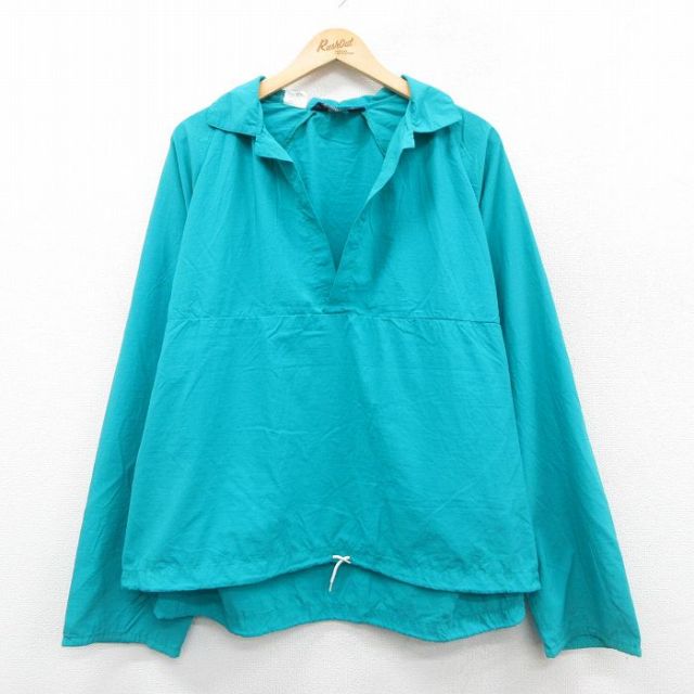 XL★古着 ランズエンド 長袖 ナイロン ジャケット メンズ 90年代 90s ラグラン 大きいサイズ USA製 青緑 【spe】 25oct09 中古 アウター ウインドブレーカー