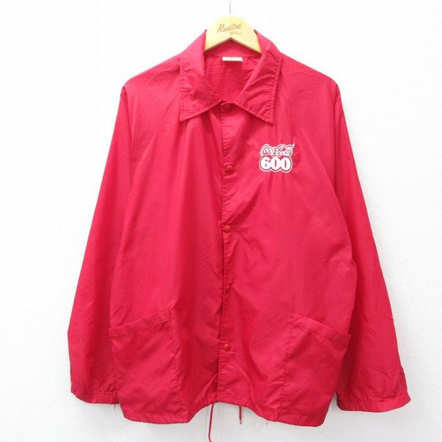 L★古着 長袖 ナイロン ジャケット メンズ 80年代 80s コカコーラ ラグラン USA製 赤 レッド 25oct11 中古 アウター ウインドブレーカー