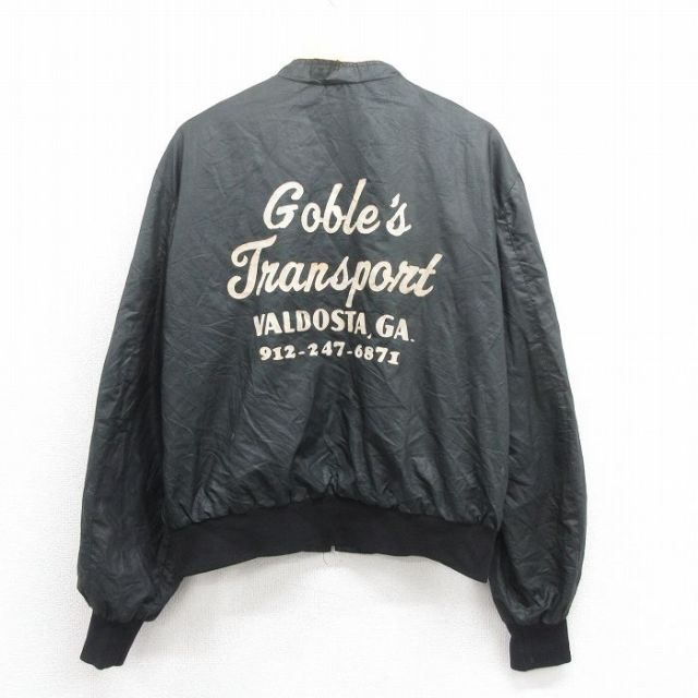 L★古着 長袖 ナイロン ジャケット メンズ 80年代 80s　Gobles スタンドカラー USA製 黒 ブラック 25oct16 中古 アウター ウインドブレーカー