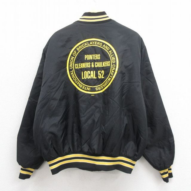 XL★古着 長袖 ナイロン ジャケット メンズ 80年代 80s LOCAL USA製 黒 ブラック 内側キルティング 25oct16 中古 アウター ウインドブレーカー