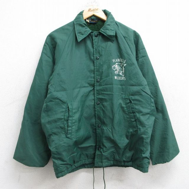 S★古着 チャンピオン champion 長袖 ビンテージ ナイロン ジャケット メンズ 70年代 70s ワイルドキャッツ ラグラン ランナーズタグ 緑 グリーン 内側ボア 25oct20 中古 アウター ウインドブレーカー