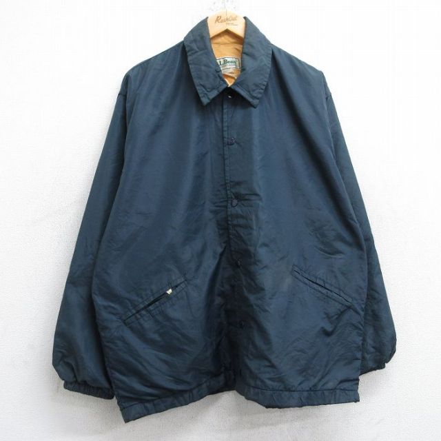 XL★古着 エルエルビーン LLBEAN 長袖 ナイロン ジャケット メンズ 80年代 80s 大きいサイズ USA製 紺 ネイビー 25oct20 中古 アウター ウインドブレーカー