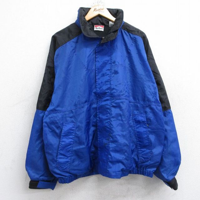 L★古着 マルボロ 長袖 ナイロン ジャケット メンズ 90年代 90s 青他 ブルー 内側メッシュ 25oct20 中古 アウター ウインドブレーカー