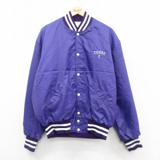 【20%OFF】XL★古着 ホロウェイ 長袖 ナイロン ジャケット メンズ 90年代 90s TIGERS 2 大きいサイズ 紫 パープル 内側キルティング 25oct20 中古 アウター ウインドブレーカー