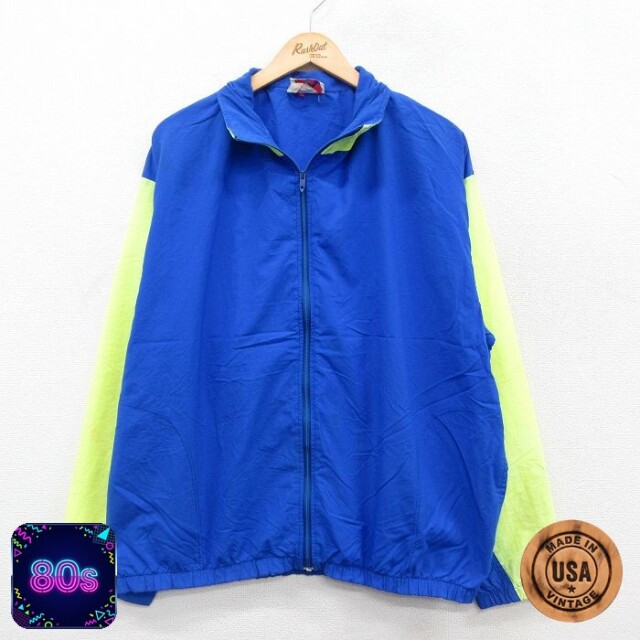 【50%OFF】ナイロンジャケット 80s ツートンカラー ブルー XL | 古着