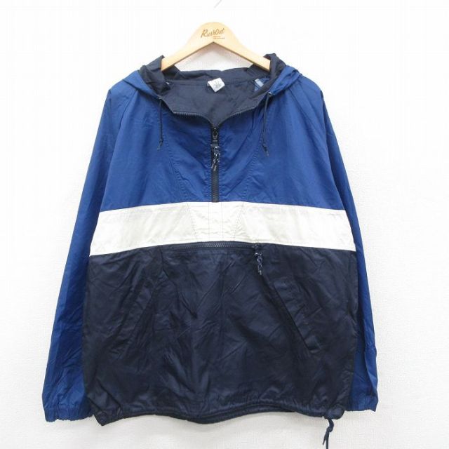 L★古着 ギャップ GAP 長袖 ハーフジップ ナイロン ジャケット アノラック パーカー メンズ 00年代 00s ラグラン 紺他 ネイビー 25oct23 中古 アウター ウインドブレーカー