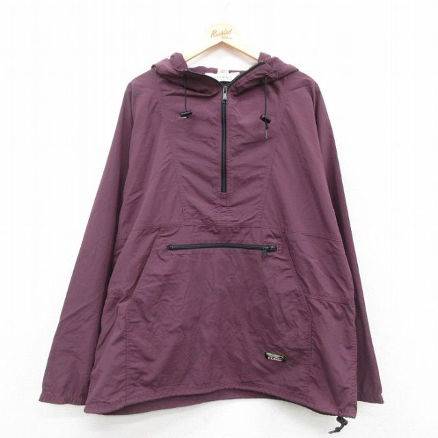 XL★古着 エルエルビーン LLBEAN 長袖 ハーフジップ ナイロン ジャケット アノラック パーカー メンズ 90年代 90s 大きいサイズ エンジ 【spe】 25oct23 中古 アウター ウインドブレーカー