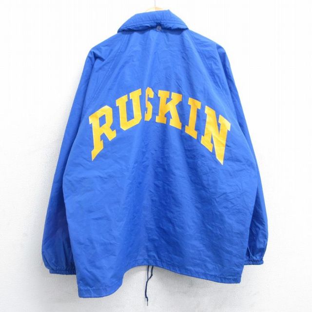 XL★古着 チャンピオン champion 長袖 ナイロン ジャケット メンズ 80年代 80s ラスキンイーグルス ラグラン 大きいサイズ USA製 青 ブルー 25oct24 中古 アウター ウインドブレーカー