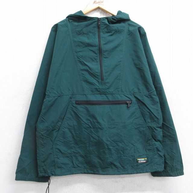 M★古着 エルエルビーン LLBEAN 長袖 ハーフジップ ナイロン ジャケット アノラック パーカー メンズ 90年代 90s 緑 グリーン 25oct24 中古 アウター ウインドブレーカー