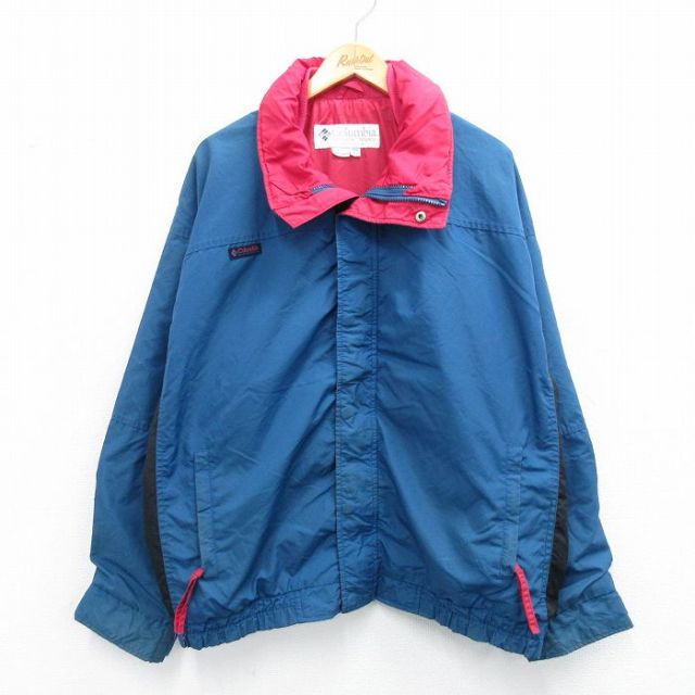 XL★古着 コロンビア COLUMBIA 長袖 ナイロン ジャケット メンズ 90年代 90s バガブー 大きいサイズ 紺系 ネイビー 25oct24 中古 アウター ウインドブレーカー