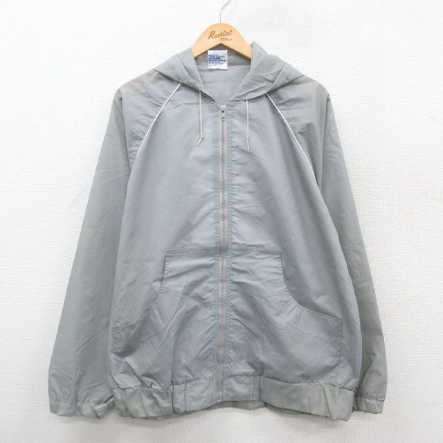 L★古着 チャンピオン champion 長袖 ナイロン ジャケット パーカー メンズ 90年代 90s ラグラン グレー 25oct28 中古 アウター ウインドブレーカー