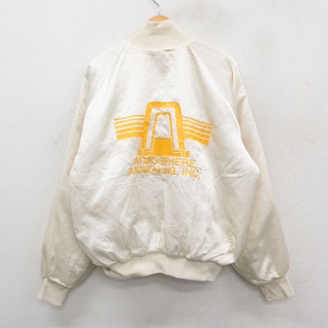 XL★古着 長袖 ナイロン ジャケット メンズ 90年代 90s ATMOSPHERE ラグラン USA製 白系 ホワイト 内側キルティング 25oct31 中古 アウター ウインドブレーカー