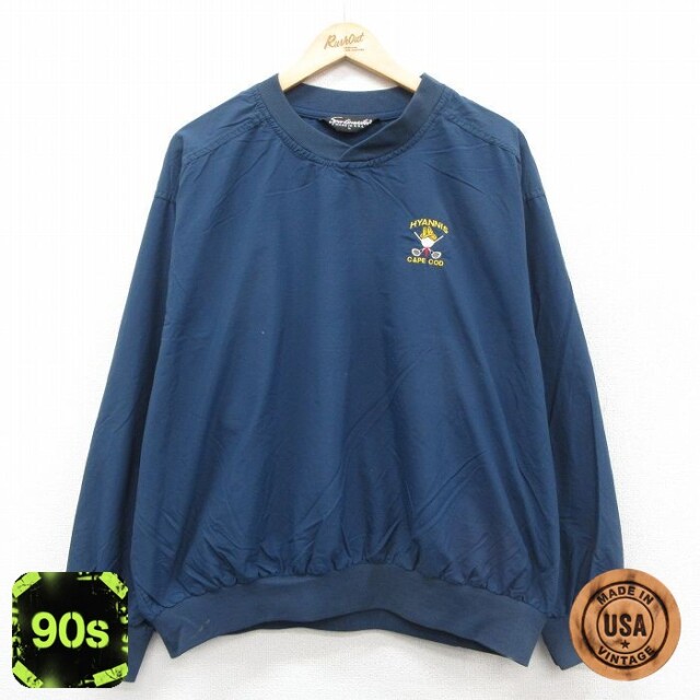 ナイロンジャケット 90s ウインドブレーカー ゴルフ ネイビー XL | 古着
