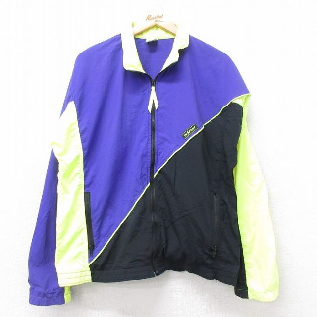 M★古着 長袖 ナイロン ジャケット メンズ 90年代 90s IN SPORT USA製 紫他 パープル 25nov05 中古 アウター ウインドブレーカー