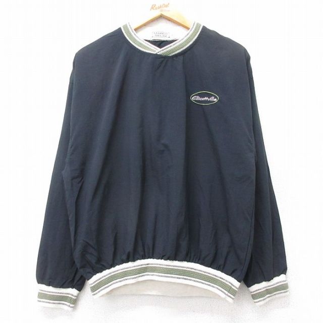 M★古着 長袖 ナイロン ジャケット メンズ 90年代 90s Ellicottville クルーネック USA製 黒他 ブラック 25nov05 中古 アウター ウインドブレーカー