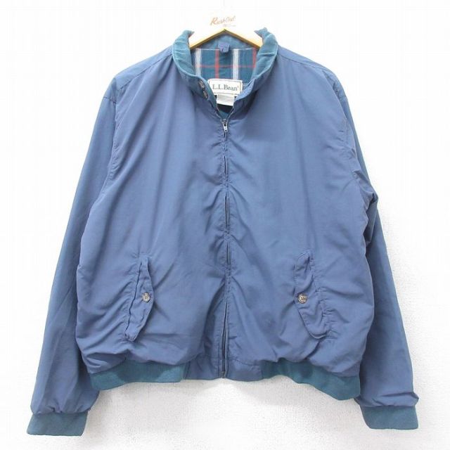 S★古着 エルエルビーン LLBEAN 長袖 ナイロン ジャケット スイングトップ メンズ 90年代 90s 薄紺 ネイビー 【spe】 25nov05 中古 アウター ウインドブレーカー