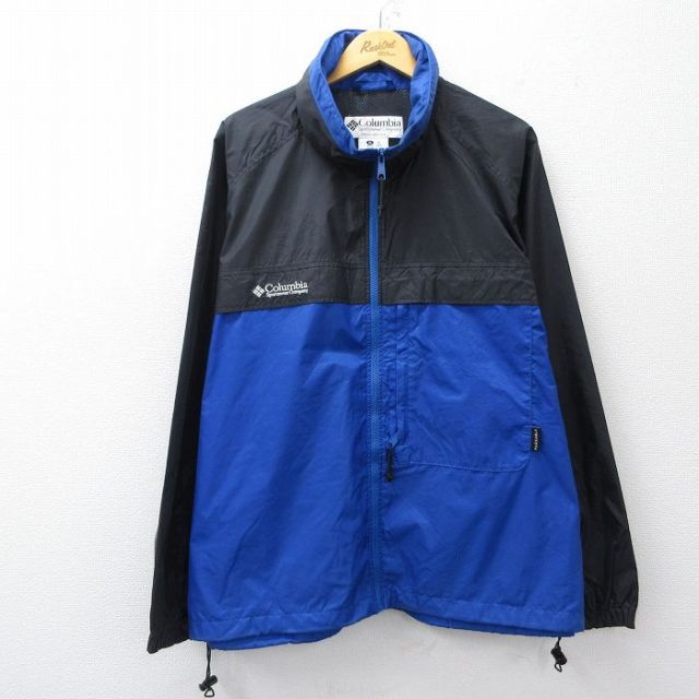 XL★古着 コロンビア 長袖 ナイロン ジャケット メンズ 00年代 00s ワンポイントロゴ ラグラン 大きいサイズ 青他 内側メッシュ 25nov14
