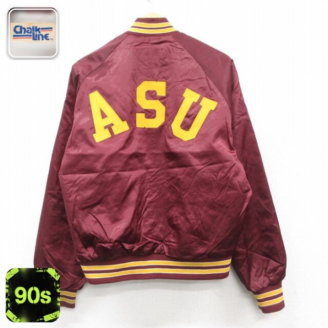 チョークライン 90s ラグランナイロンジャケット ASU バーガンディ L | 古着
