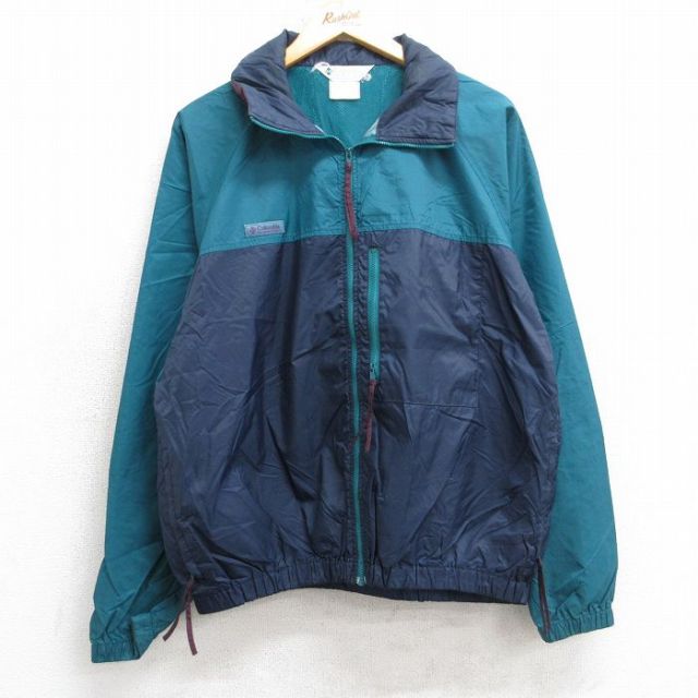 L★古着 コロンビア 長袖 ナイロン ジャケット メンズ 90年代 90s ラグラン ツートンカラー 紺他 内側メッシュ 25nov18