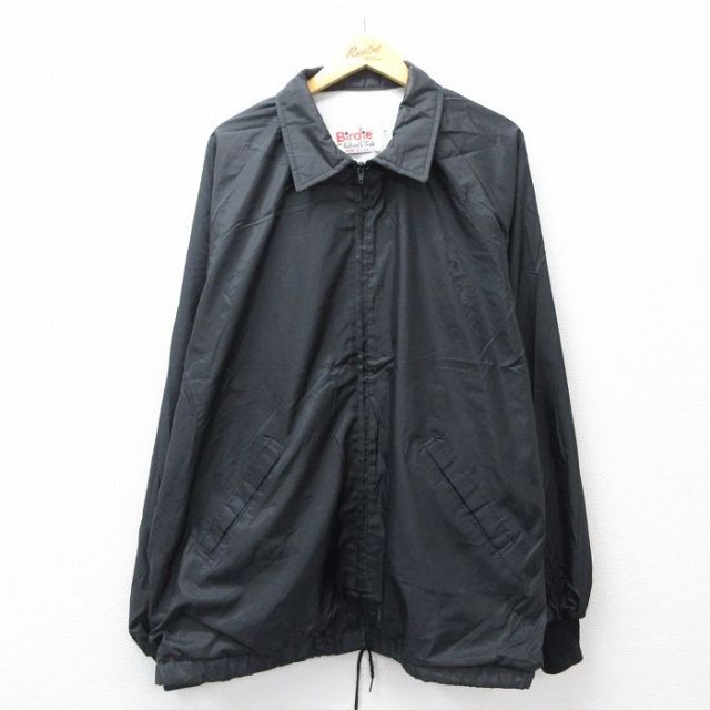 XL★古着 長袖 ナイロン ジャケット メンズ 90年代 90s 大きいサイズ USA製 黒 25nov19
