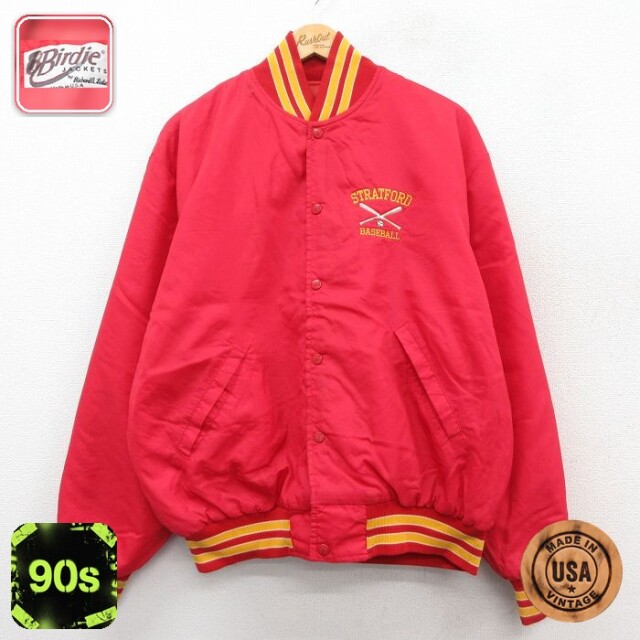 ナイロン 90s ジャケット ストラトフォードベースボール レッド XL | 古着