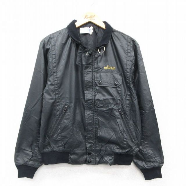 M★古着 長袖 ナイロン ジャケット メンズ 80年代 80s miDAS USA製 黒 25nov19