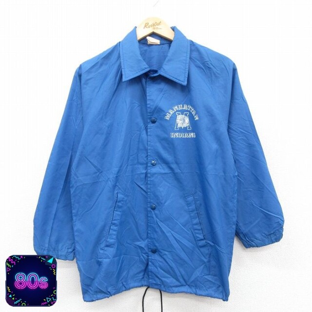 【50%OFF】80s ラグランナイロンジャケット マンハッタンインディアンス ブルー S | 古着