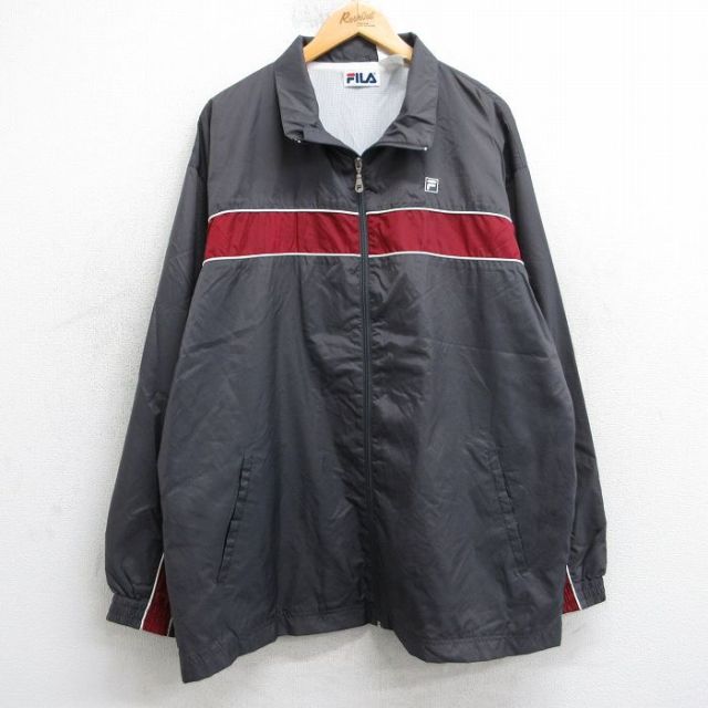 【50%OFF】フィラ 00s ナイロンジャケット ワンポイントロゴ グレー XL | 古着