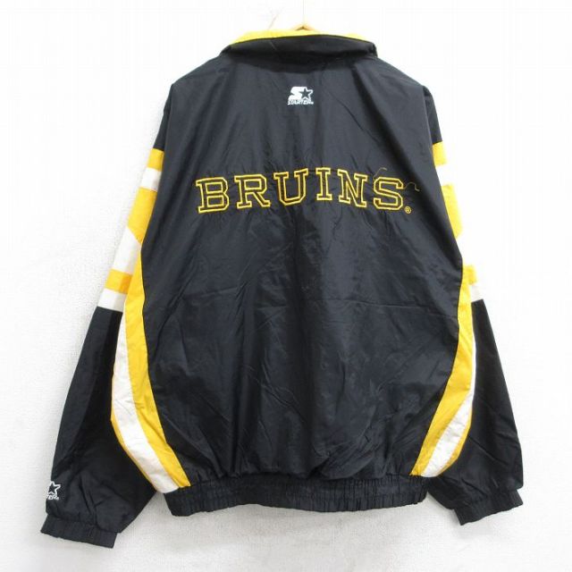 XL★古着 スターター 長袖 ナイロン ジャケット メンズ 00年代 00s NHL ボストンブルーインズ 大きいサイズ 黒他 アイスホッケー【spe】 25nov20