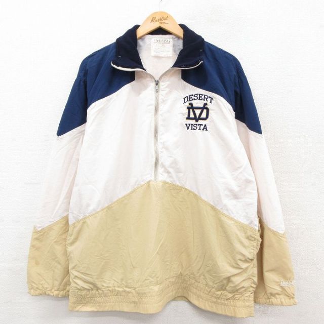 【20%OFF】XL★古着 デロング 長袖 ナイロン ジャケット メンズ 90年代 90s デザートビスタ マルチカラー ラグラン USA製 白他 25nov20