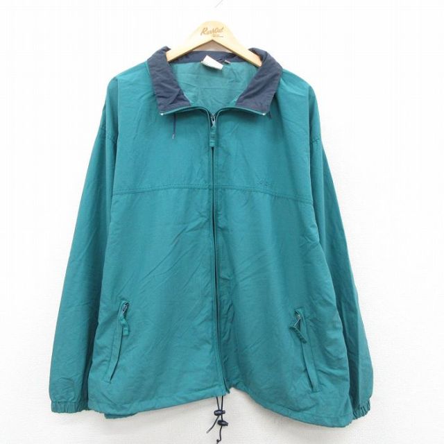 XL★古着 エルエルビーン 長袖 ナイロン ジャケット メンズ 80年代 80s ワンポイントロゴ 大きいサイズ 緑系 25nov28