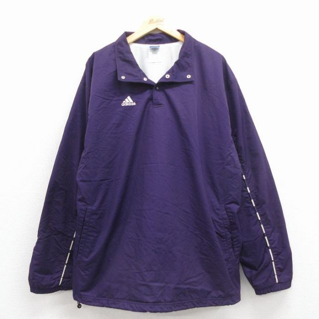 【20%OFF】XL★古着 アディダス adidas 長袖 ナイロン ジャケット メンズ 90年代 90s ワンポイントロゴ 紫 内側メッシュ 25nov25